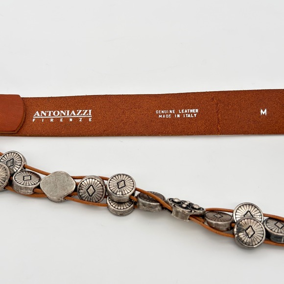 Antoniazzi Firenze Italian Leather Concho Belt Brown Ring Western Boho M NWOT - Picture 4 of 6